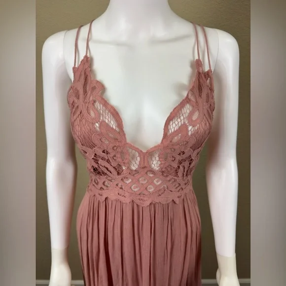NWT FP Free People One Adella Maxi Slip Dress $128 Rose Pink - Picture 8 of 12